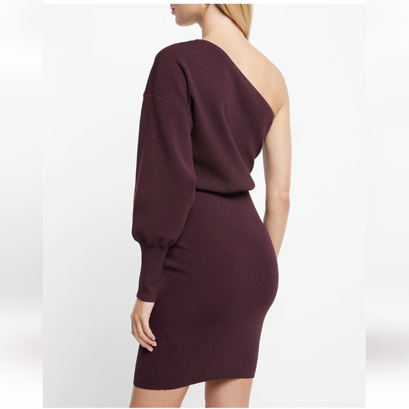 One Shoulder Long Sleeve Mini Sheath Sweater Dress, NWT. Size small - Picture 3 of 4